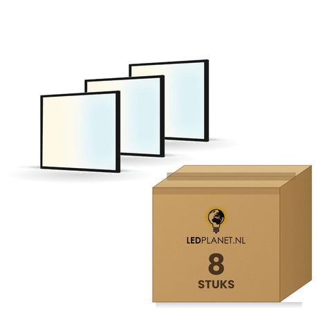 LED Paneel 600x600 28W, 3CCT schakelbaar, UGR<19 Back-lit zwart, doos 8 stuks