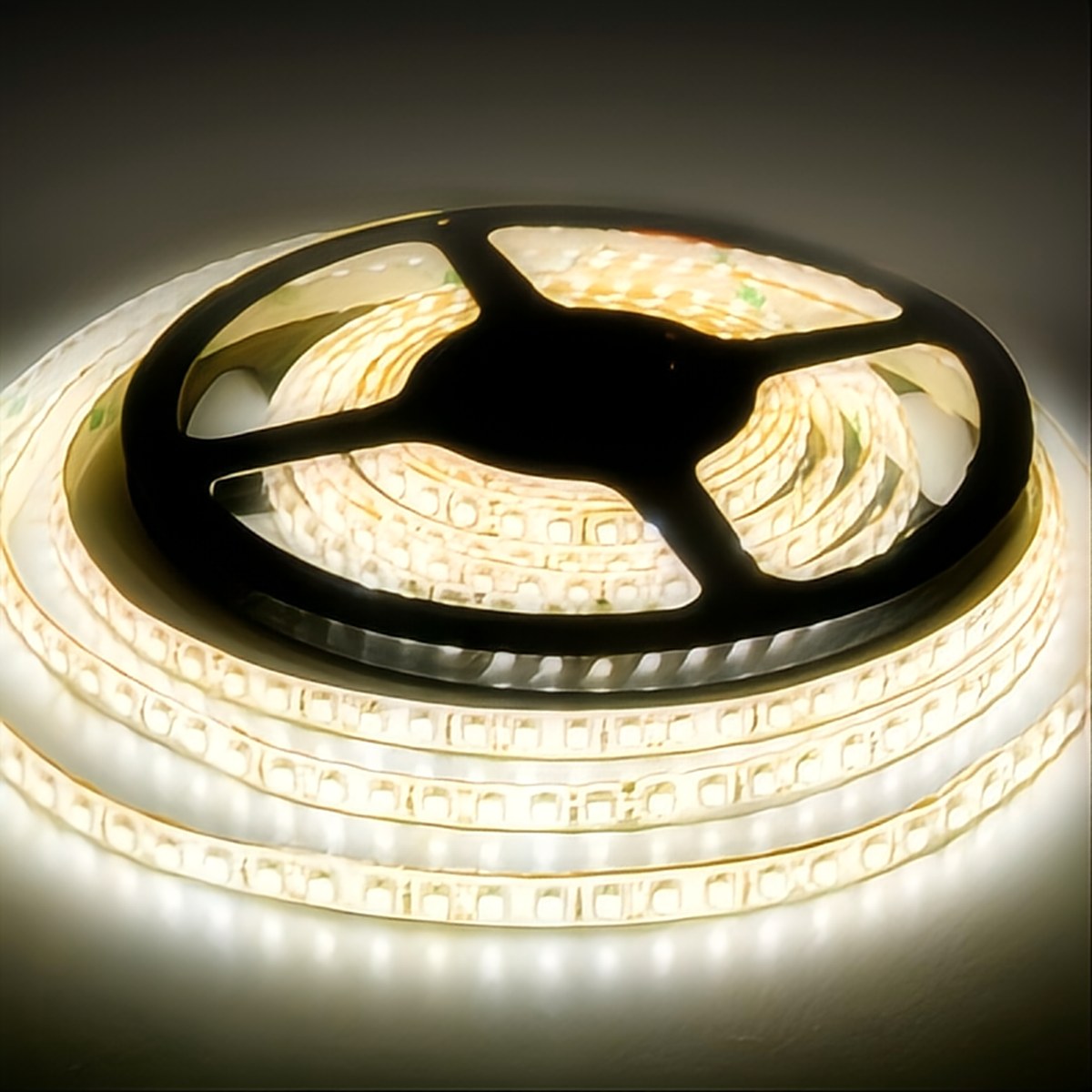 LED strip switched on, warm white 3000K