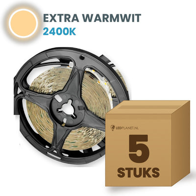 Scatola con 5 rotoli di striscia LED, bianco extra caldo 2400K