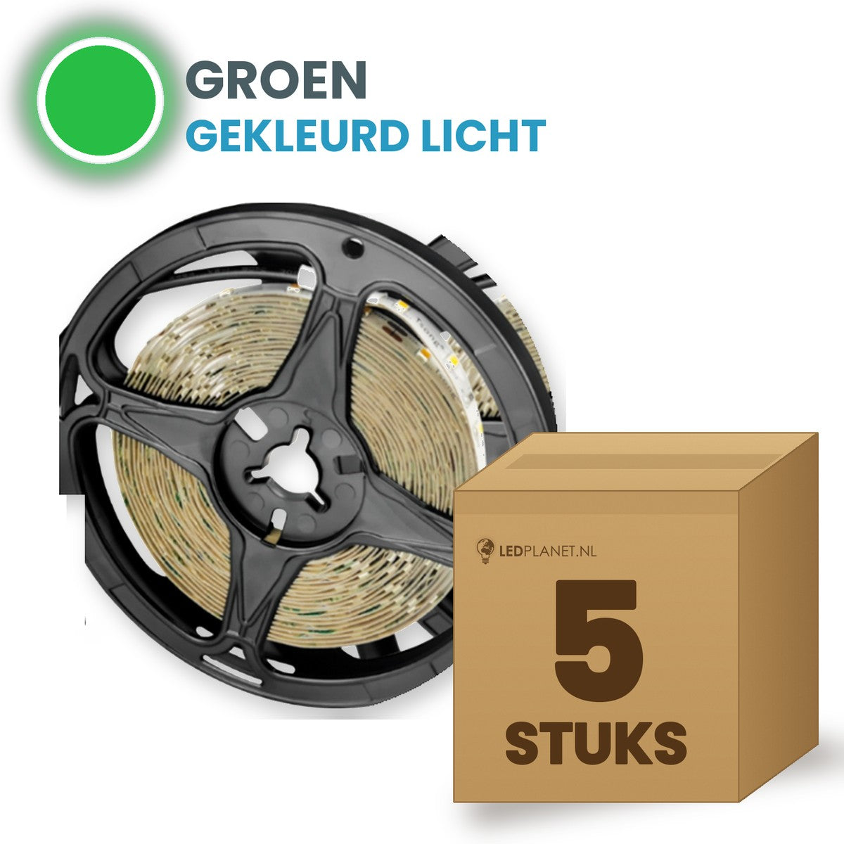 Karton mit 5 Rollen LED-Streifen, grün