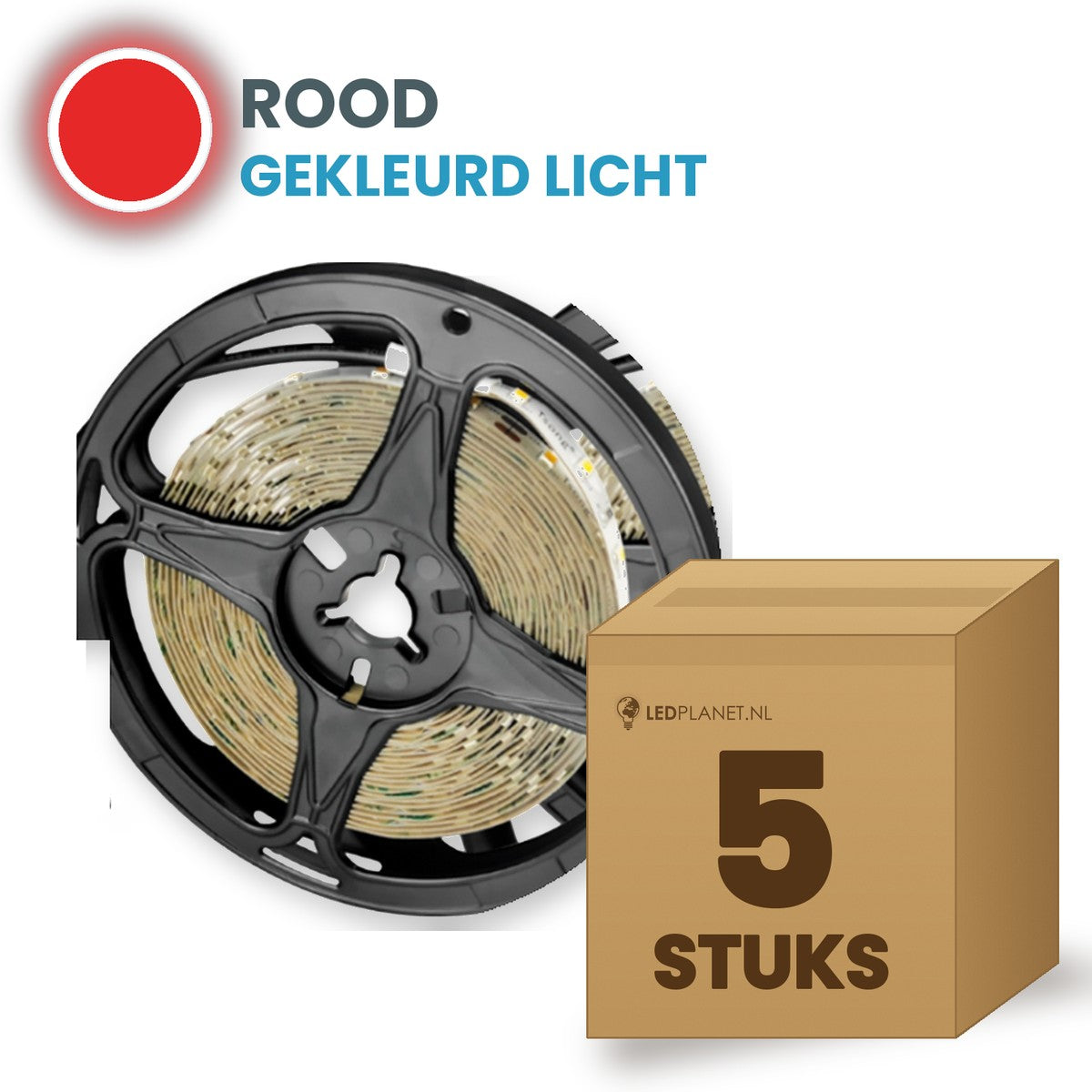 Box of 5 rolls of LED strip, red