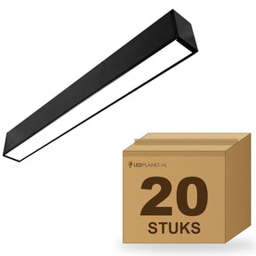 Doos met 20 hangende LED lichtbalken 60 cm zwart