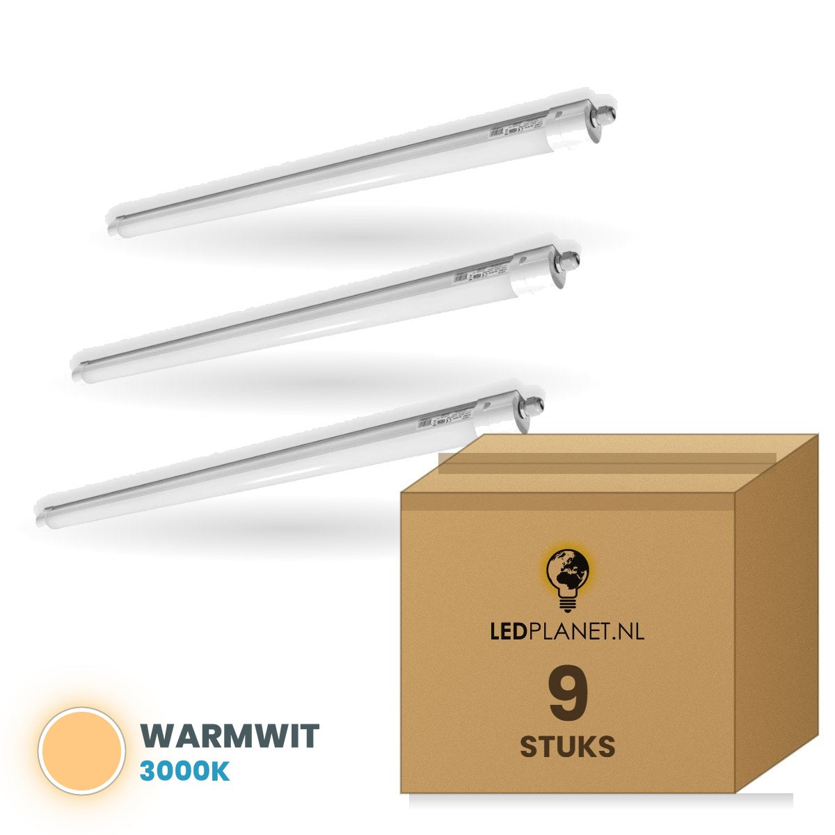Karton mit 9 Stück, Lichtfarbe warmweiß 3000K