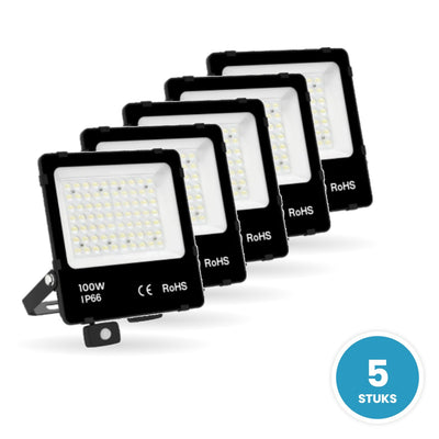 LED Floodlight 100W, 15.000 lm, Motion Sensor, 90°, IP66, 5 pieces