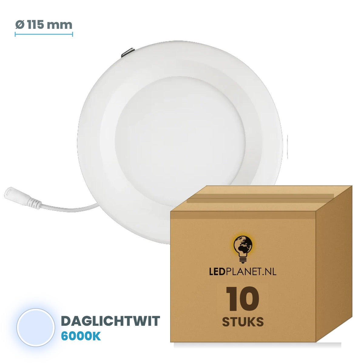 Set van 10 stuks LED Downlight 9W - Daglichtwit 6000K - in LEDPLANET doos