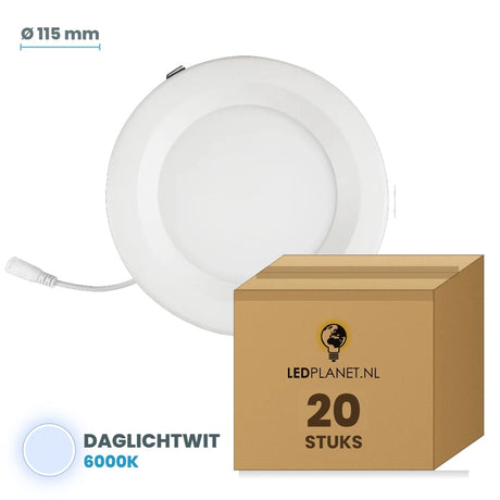 Set van 20 stuks LED Downlight 9W - Daglichtwit 6000K - in LEDPLANET doos