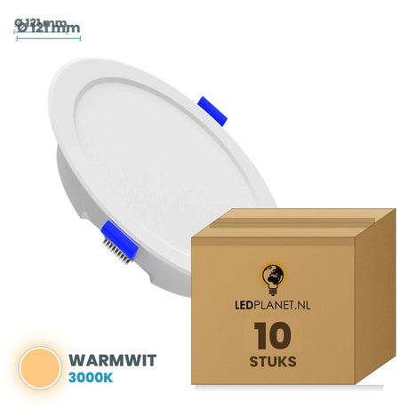 Set van 10 stuks LED Downlight Rond Ø121mm - Warmwit 3000K - in LEDPLANET doos