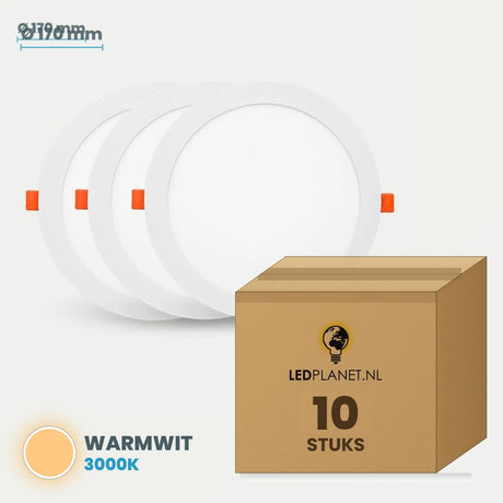 Set van 10 stuks LED Downlight Rond Ø170mm - Warmwit 3000K - in LEDPLANET doos