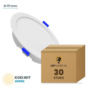 Set van 30 stuks LED Downlight Rond Ø171mm - Koelwit 4000K - in LEDPLANET doos