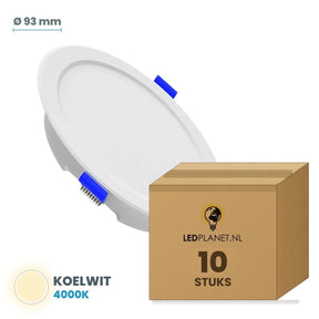 Set van 10 stuks LED Downlight Rond Ø93mm - Koelwit 4000K - in LEDPLANET doos