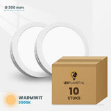 Set van 10 stuks LED Opbouwpaneel rond Ø300mm 24W - Warmwit 3000K - in LEDPLANET doos