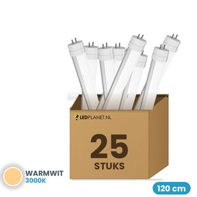 25 stuks LED TL buis T8 120cm 18W 2.880 lm 160 lm/W Warmwit 3000K