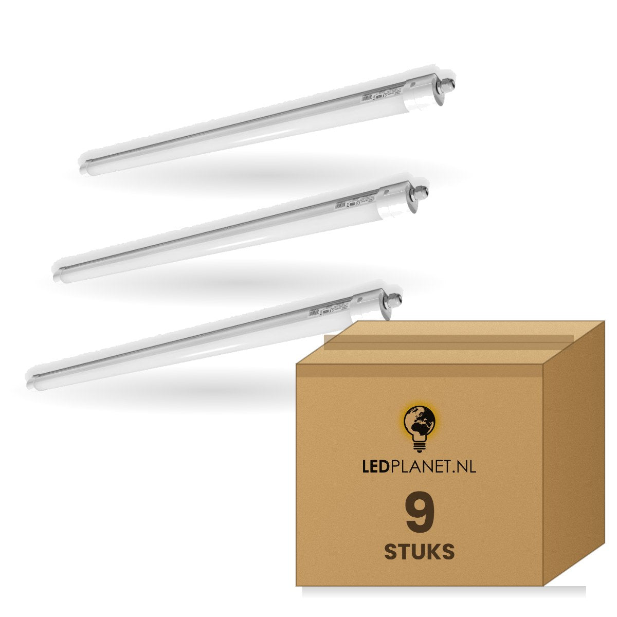 LED Tri-proof Armatuur, Koppelbaar, IP65, doos 9 stuks, 230V