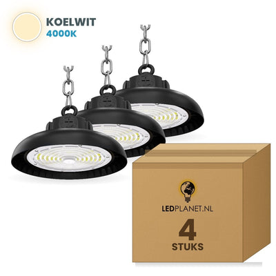 Doos met 4 stuks UFO LED high bay, lichtkleur koelwit 4000K