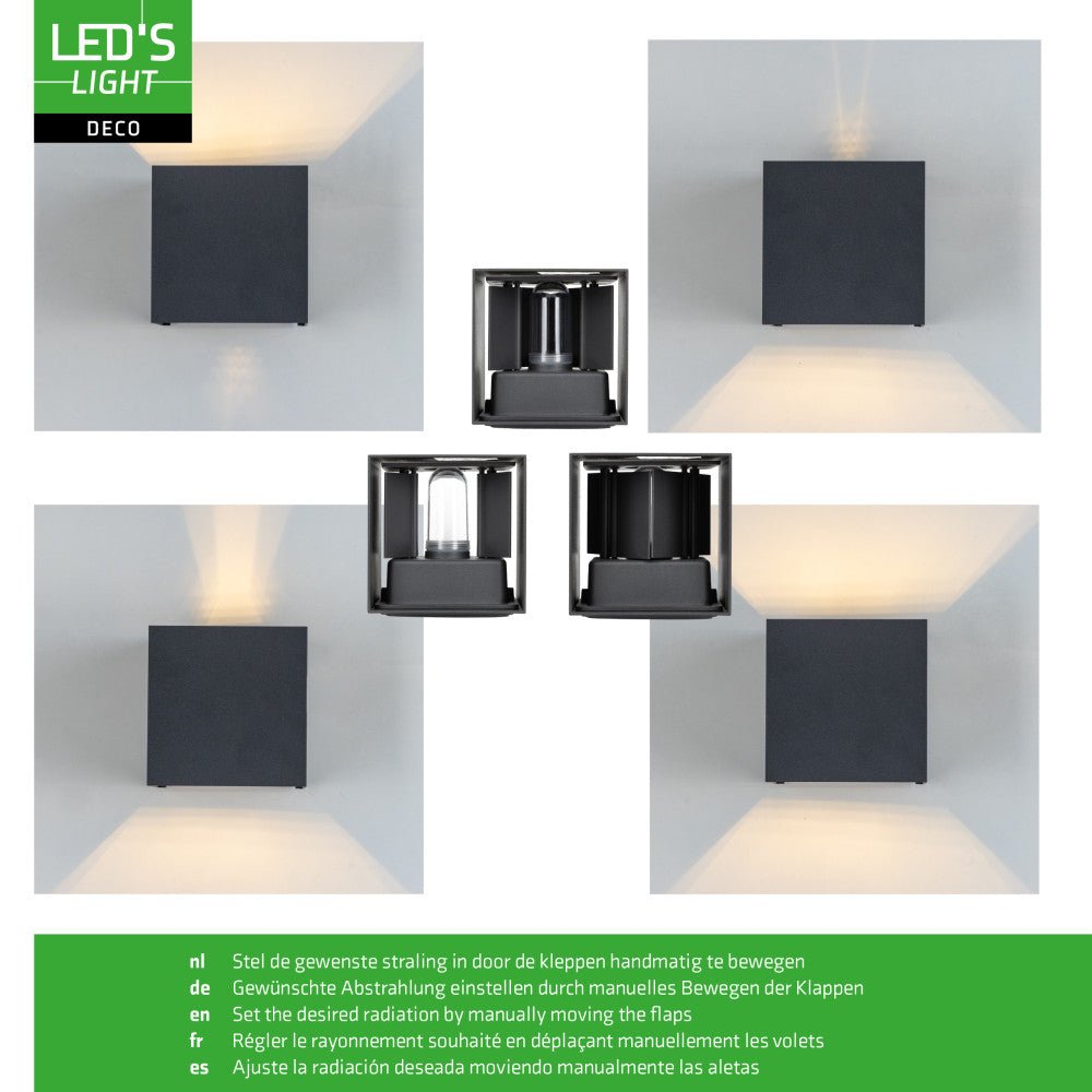 Lumo Cube Antraciet - Wandarmatuur zonder lichtbron - Excl 1xG9 - IP65