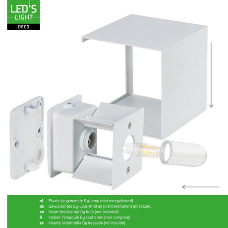 Lumo Cube Weiß - Wandleuchte ohne Lichtquelle - Exkl. 1xG9 - IP65