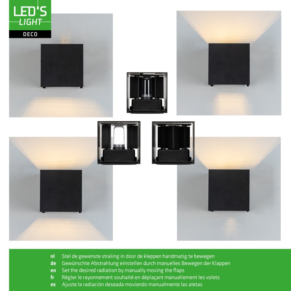 Lumo Cube Schwarz - Wandleuchte ohne Lichtquelle - Exkl. 1xG9 - IP65