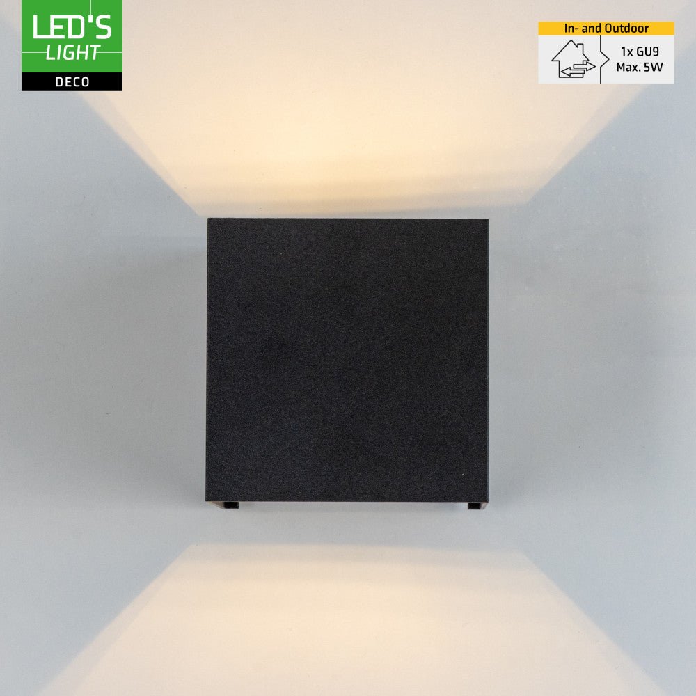 Lumo Cube Schwarz - Wandleuchte ohne Lichtquelle - Exkl. 1xG9 - IP65