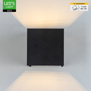 LED wall lamp Lumo Cube G9 fitting - IP65 waterproof - black - excl. light source