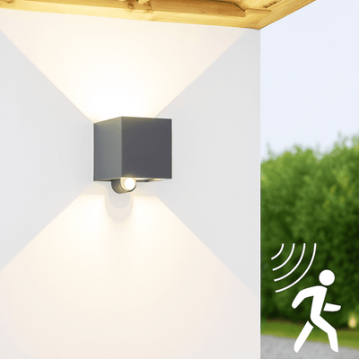 Lumo Qube Sensor Wandleuchte Außenleuchte mit Lichtquelle - 380lm 1800K - Schwarz