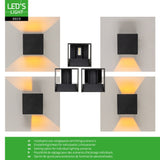 Lumo Qube Wandleuchte Außenleuchte mit Lichtquelle - Wandhalterung - 380lm 1800K - Schwarz - IP54