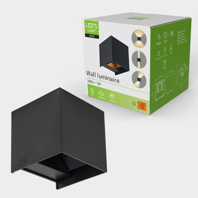 Lumo Qube Wall Lamp Outdoor Lamp with Light Source - Wall Fixture - 380lm 1800K - Black - IP54