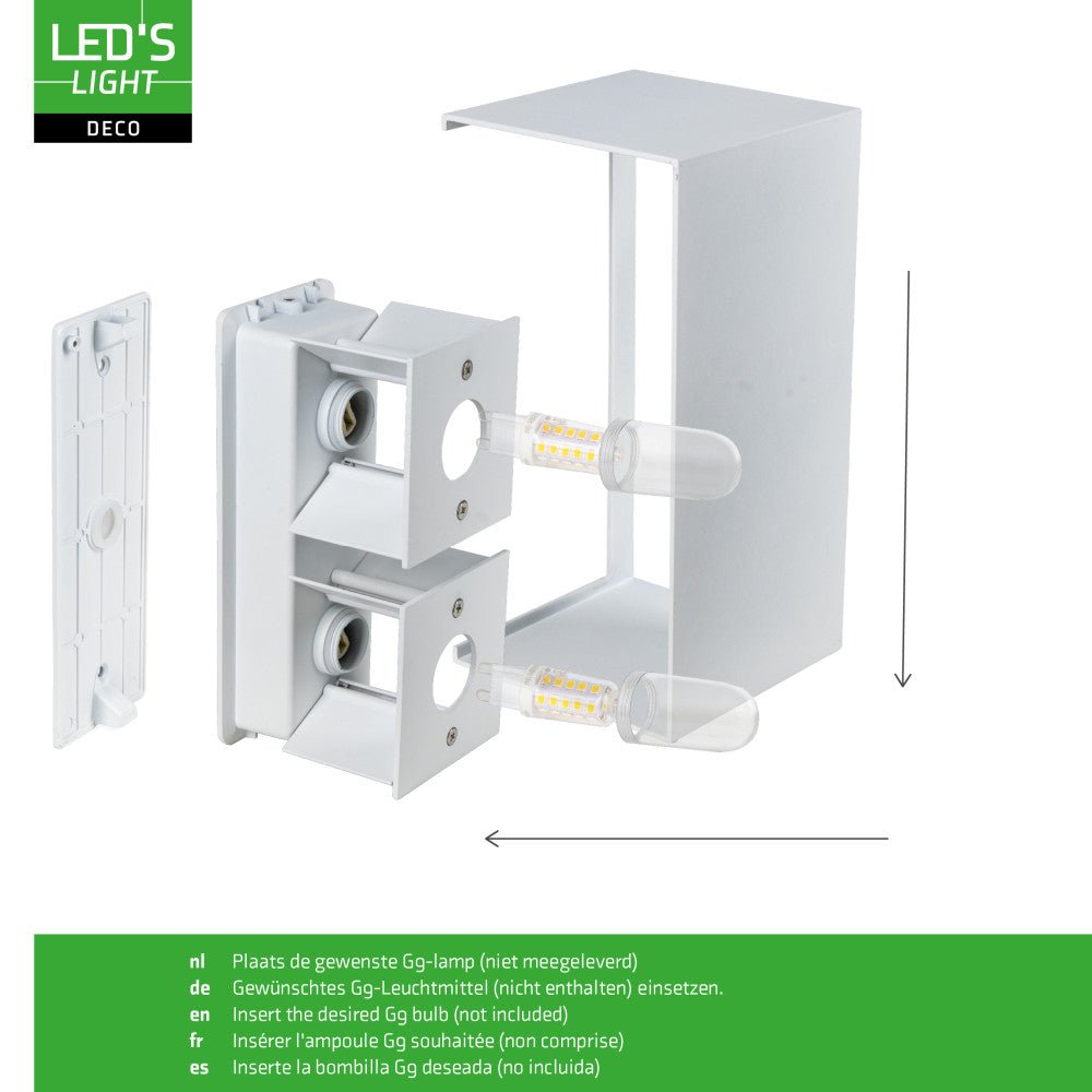 Lumo Recta Weiß - Wandleuchte ohne Lichtquelle - Exkl. 2xG9 - IP65