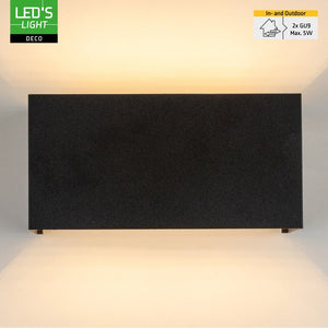 Lumo Recta Schwarz - Wandleuchte ohne Lichtquelle - Excl 2xG9 - IP65