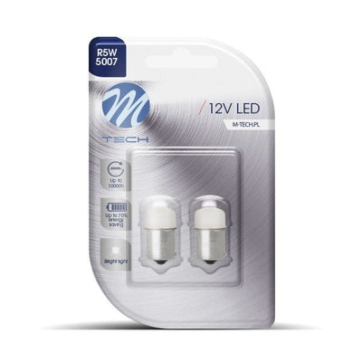 M-TECH BA15S 1156 LED automotive bulb set in packaging for bright illumination in vehicles