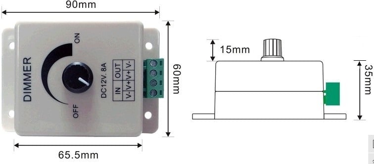 LED dimmer | PWM 12V/24V 8A | touch | opbouw