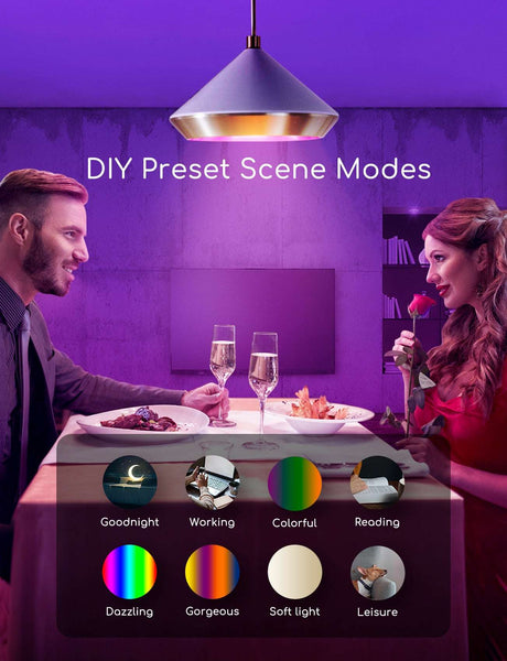 E14 smart Wi-Fi LED bulb with various scene modes for atmospheric lighting