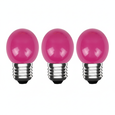 LED Kogellamp E27 Roze, 300 lumen, 3W, IP20, G45, 230V, 3 stuks