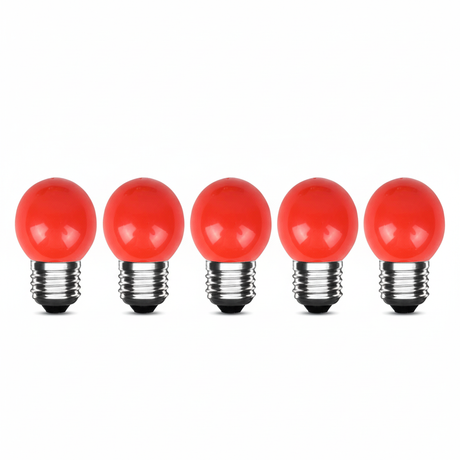 Lamp LED E27 5W 480lm 2700K IP20 5-pack met rode bolvormige lampen