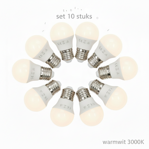 LED Ball Lamp E27 - Warm White 3000K - 6W=42W halogen light - 510 lm - 230V - 10 pieces