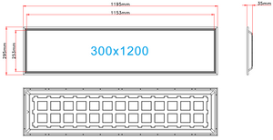 LED Panel 300x1200 5000lm 25W/18W - Cool White 5000K - UGR<22 - CRI80 - 8 pieces - 230V