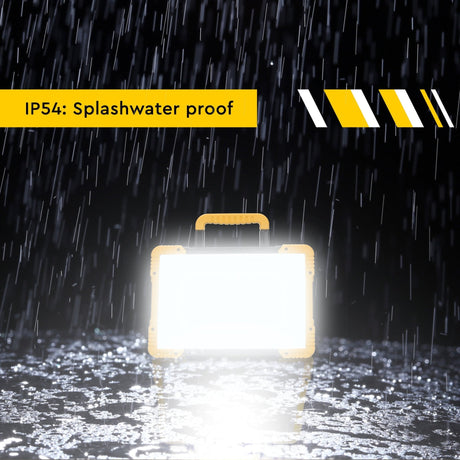 Hybride LED Bouwlamp - 5500 Lumen - 18V Accu + 230V - Dimbaar - IP54 IK08 - Inclusief Adapters - 47W