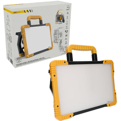 Hybrid-LED-Bauleuchte – 5500 Lumen – 18-V-Akku + 230-V-Netzteil – Dimmbar – Schutzart IP54 IK08 – Inkl. Adapter – 47 W