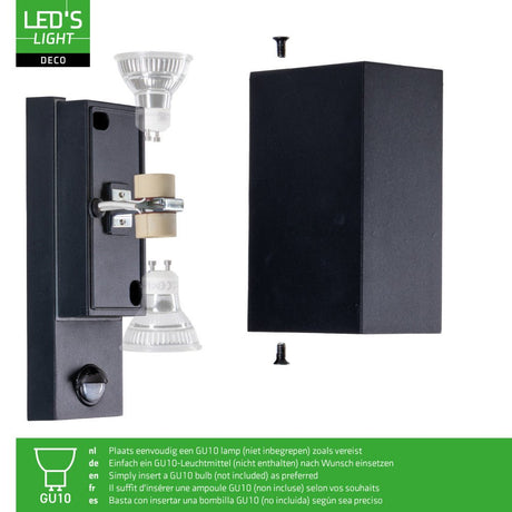 NØRD Up&Down Sensor - Aluminum - Wandarmatuur - 2xGU10 - Zwart