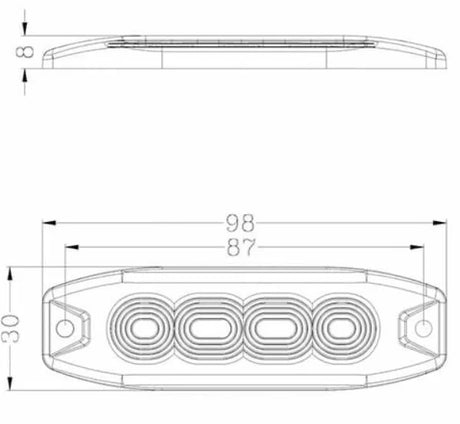 Ollson 4 LED Platte Flitser Amber