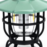 Aigostar oplaadbare LED campinglamp met een groene kap en een moderne metalen behuizing