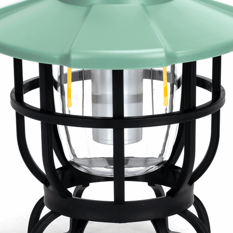 Aigostar oplaadbare LED campinglamp met een groene kap en een moderne metalen behuizing