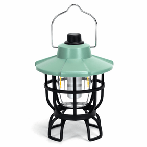 Aigostar rechargeable LED camping lamp in green with a handle for outdoor use