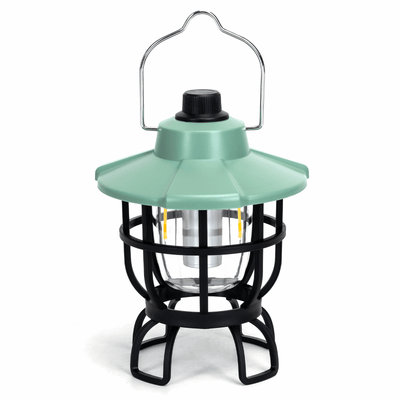 Aigostar rechargeable LED camping lamp in green with a handle for outdoor use