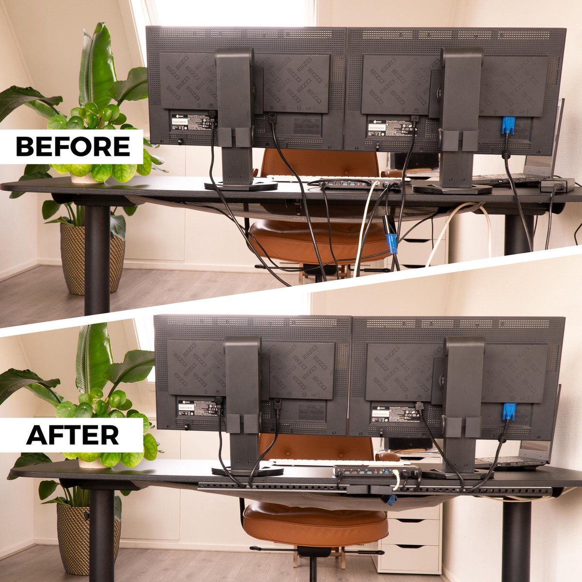 OrgaNice Kabelkanal-Set – Selbstklebender Organizer für Schreibtisch &amp; Fernseher – Weiß