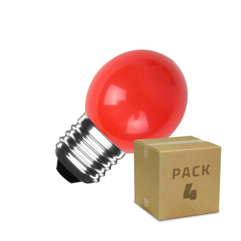 LED Ball Bulb E27 Red - 300 lumens - 3W - IP20 - G45 - Pack of 4
