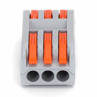 Aigostar PCT-223 terminal blocks, 2 pieces, in gray with an orange locking mechanism for electrical connections