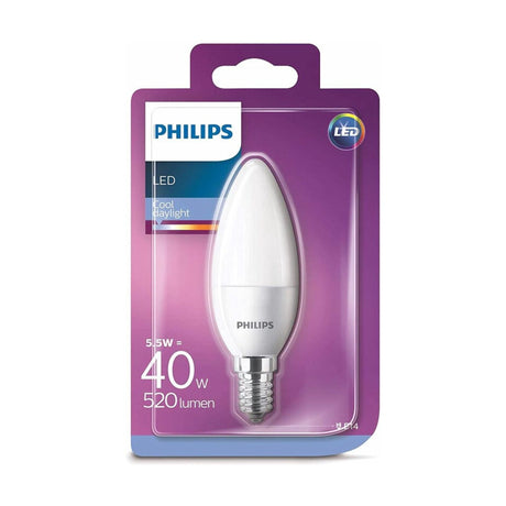 LED-Kerzenlampe E14, tageslichtweiß 6500K – 5,5W – mattiertes Glas