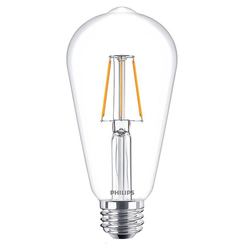 Philips E27 LED-Filamentlampe – Transparent – ​​Warmweißes Licht – 4 W ersetzt 40 W