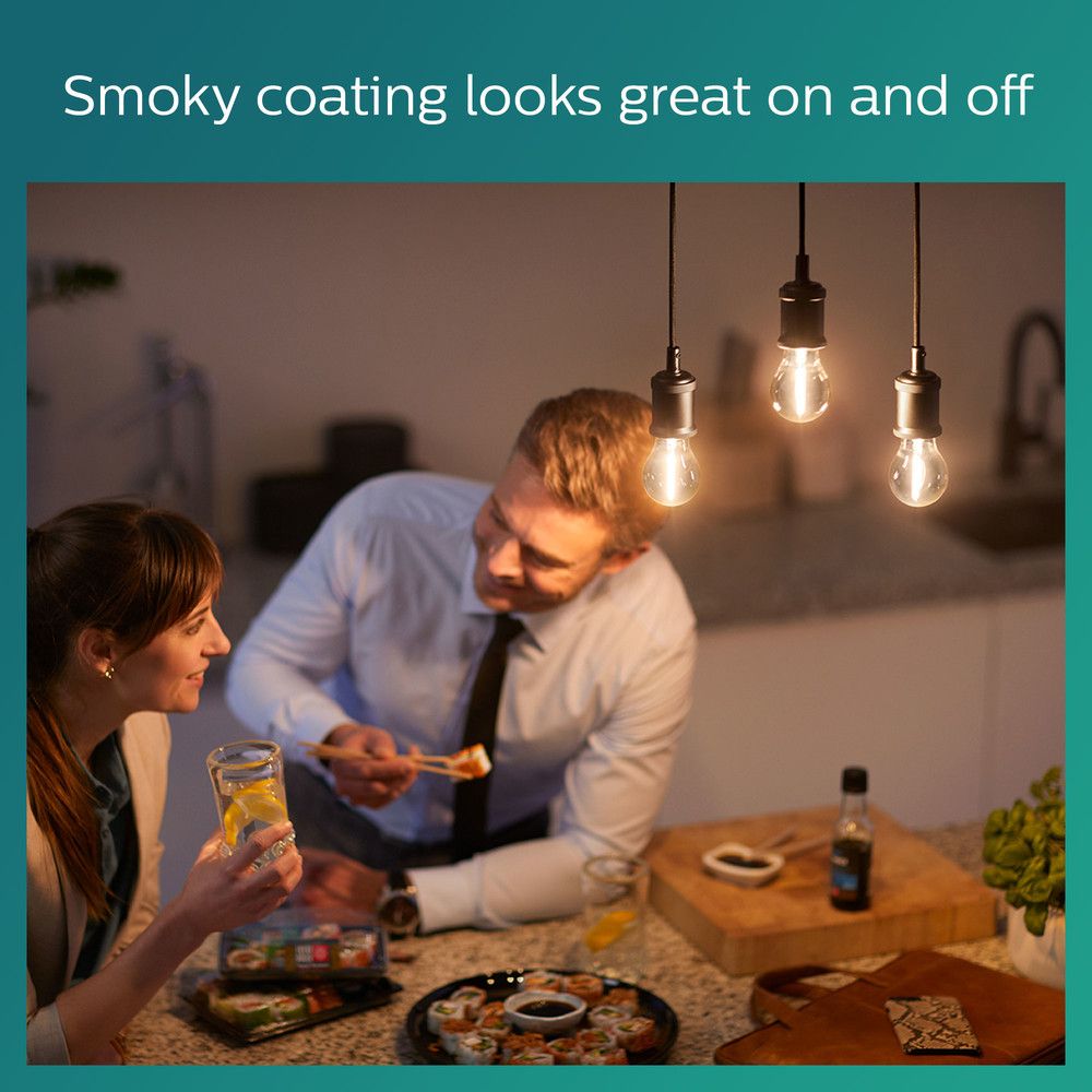 Philips LED-Glühlampe E27 mit Rauchglas – 2,3 W (ersetzt 11 W) – Warmweißes Licht