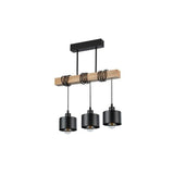 Plafondlamp industrieel eiken - hanglamp zwart 3 x E27 fitting (grote fitting) - 50 cm IP20 230V - LEDPLANET.NL